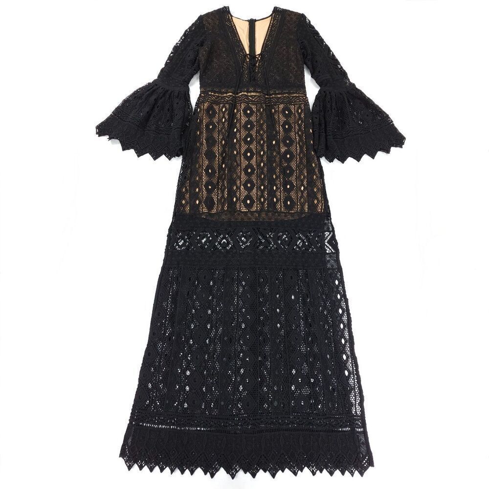 NEW Jen's Pirate Booty Chaouen Maxi Dress Black Lace Whimsigoth Boho Romantic